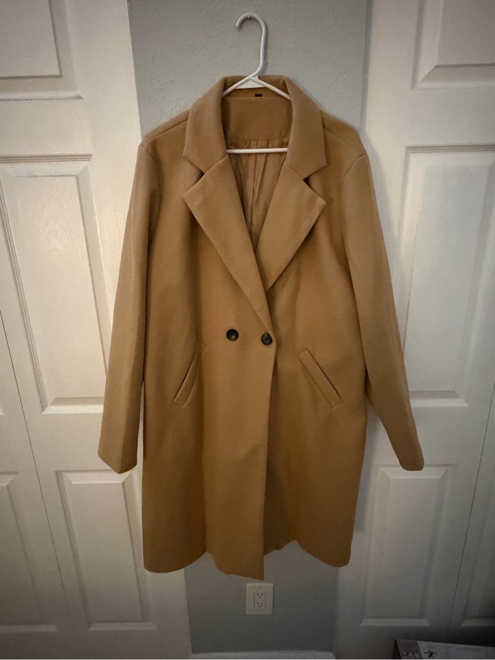 SHEIN Double-Breasted Tan Trench Coat